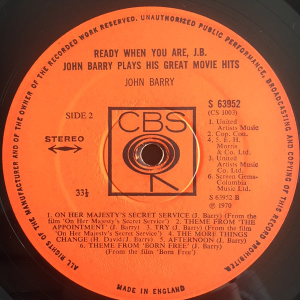 John Barry : Ready When You Are, J.B. (LP, Album)