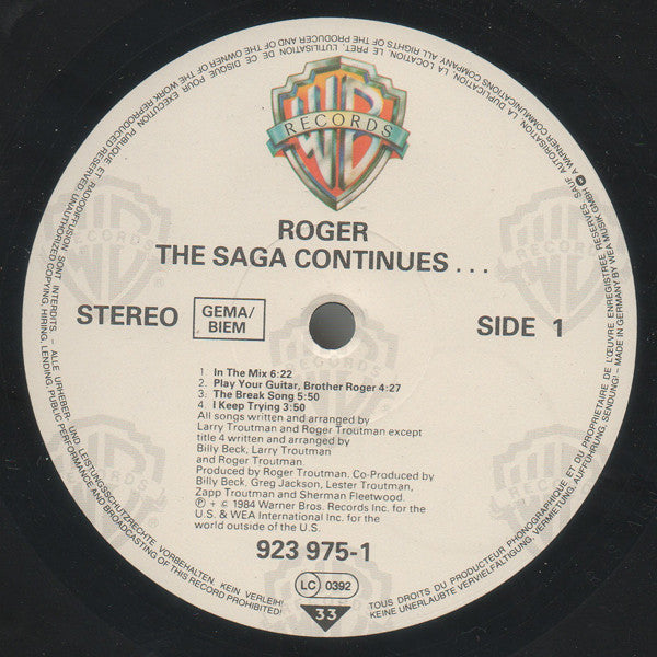 Roger Troutman : The Saga Continues... (LP, Album)