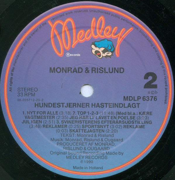 Monrad & Rislund : Hundestjerner Hasteindlagt (LP)