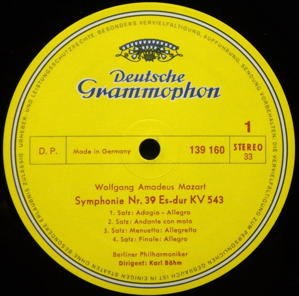 Wolfgang Amadeus Mozart • Karl Böhm, Berliner Philharmoniker : Symphonien Nr. 39 Es-Dur (in E flat major) / Nr. 36 'Linzer' (LP, RE)