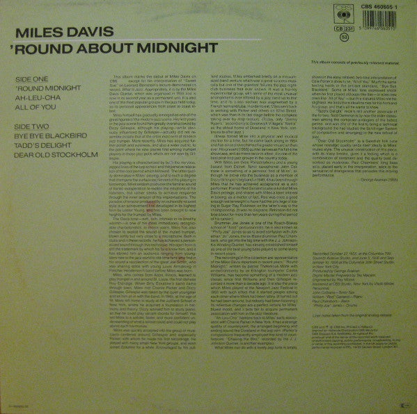 Miles Davis : 'Round About Midnight (LP, Album, Mono, RE, RM)