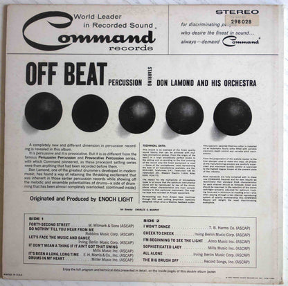 Don Lamond And His Orchestra : Off Beat Percussion (LP, Album)