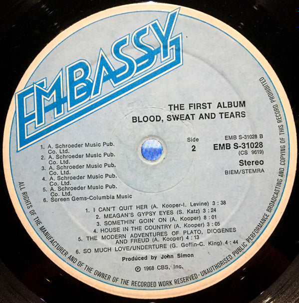 Blood, Sweat And Tears : The First Album (LP, Album, RE, Blu)