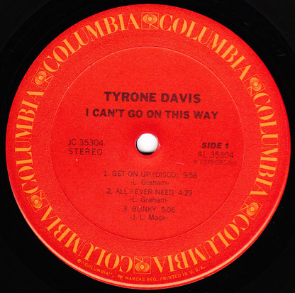 Tyrone Davis : I Can't Go On This Way (LP)