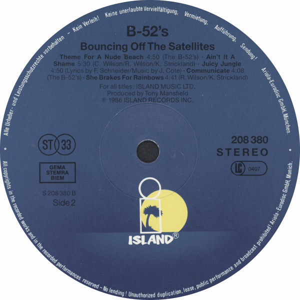 The B-52's : Bouncing Off The Satellites (LP, Album)