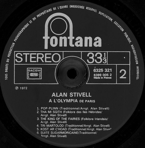 Alan Stivell : À L'Olympia (LP, Album, RP)