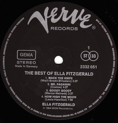 Ella Fitzgerald : The Best Of Ella Fitzgerald (LP, Comp, RE)