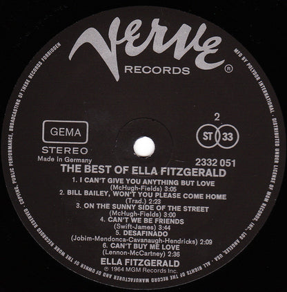 Ella Fitzgerald : The Best Of Ella Fitzgerald (LP, Comp, RE)