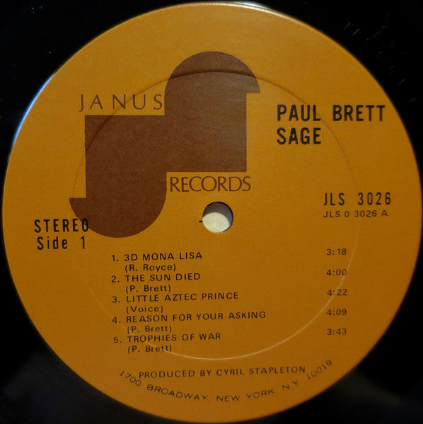 Paul Brett's Sage : Paul Brett Sage (LP, Album, Ter)