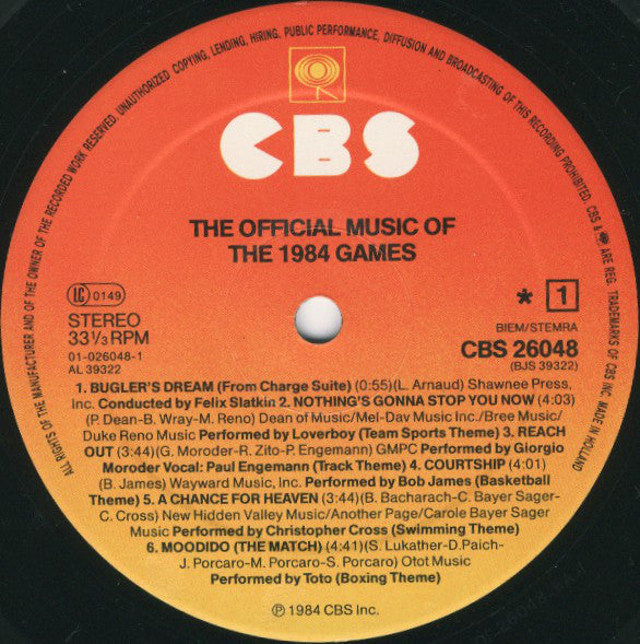 Various : The Official Music Of The 1984 Games (LP, Album)