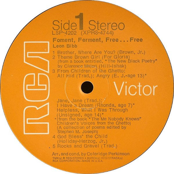 Leon Bibb : Foment, Ferment, Free... Free (LP, Album, Gat)