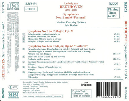 Ludwig van Beethoven / Nicolaus Esterházy Sinfonia / Bela Drahos : Symphonies Nos. 1 And 6 "Pastoral" (CD)