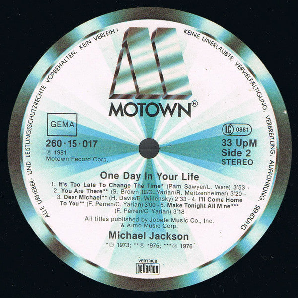 Michael Jackson : One Day In Your Life (LP, Comp)