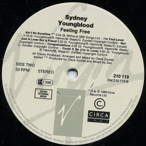 Sydney Youngblood : Feeling Free (LP, Album)