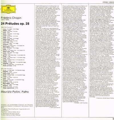 Frédéric Chopin - Maurizio Pollini : 24 Préludes Op. 28 (LP, RE)