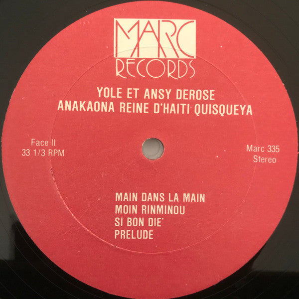 Yole Derose Et Ansy Derose : Anakaona Reine D'Haiti Quiskeya (LP, Album)