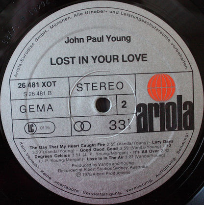 John Paul Young : Lost In Your Love (LP, Album)