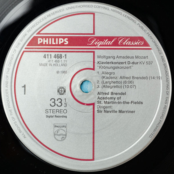 Wolfgang Amadeus Mozart - Alfred Brendel, The Academy Of St. Martin-in-the-Fields, Sir Neville Marriner : Piano Concertos = Klavierkonzerte - No.8 KV 246 «Lützow» / No.26 KV "Coronation" = »Krönungskonzert« = « Couronnement » (LP, Album)