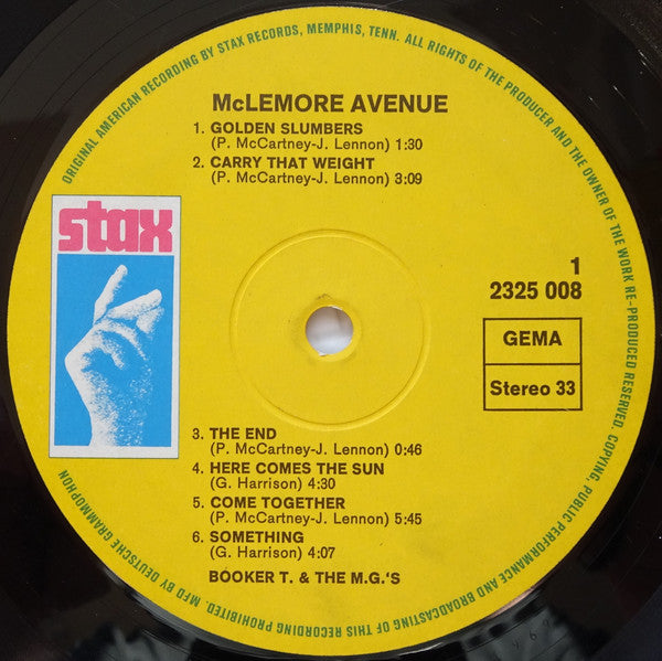 Booker T & The MG's : McLemore Avenue (LP, Album, Gat)