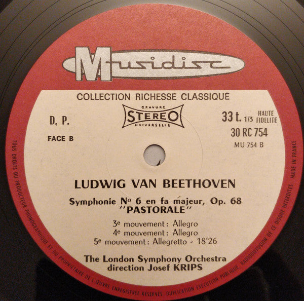 Ludwig van Beethoven - London Symphony Orchestra, Josef Krips : Symphonie No 6 "Pastorale" (LP, RE)