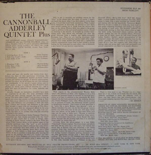 The Cannonball Adderley Quintet : Plus (LP, Album, Mono, Dee)