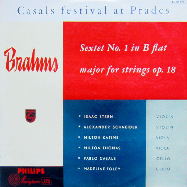 Johannes Brahms, Pablo Casals : Casals Festival At Prades -  Brahms: Sextet No. 1 In B Flat Major For Strings Op. 18 (LP, Mono)