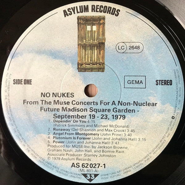 Various : No Nukes - From The Muse Concerts For A Non-Nuclear Future - Madison Square Garden - September 19-23, 1979 (3xLP, Album)