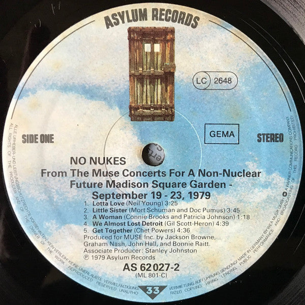 Various : No Nukes - From The Muse Concerts For A Non-Nuclear Future - Madison Square Garden - September 19-23, 1979 (3xLP, Album)