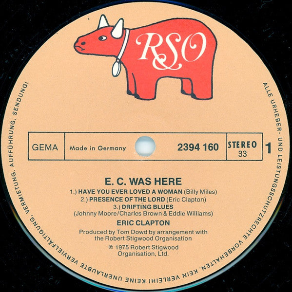 Eric Clapton : E.C. Was Here (LP, Album, RE)