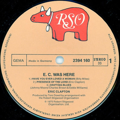 Eric Clapton : E.C. Was Here (LP, Album, RE)