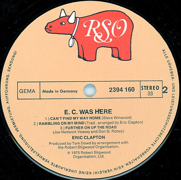 Eric Clapton : E.C. Was Here (LP, Album, RE)