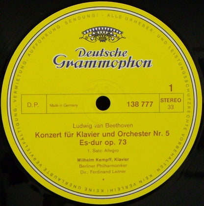 Ludwig van Beethoven – Wilhelm Kempff, Berliner Philharmoniker · Ferdinand Leitner : Klavierkonzert Nr. 5 Es-dur (LP, RP)