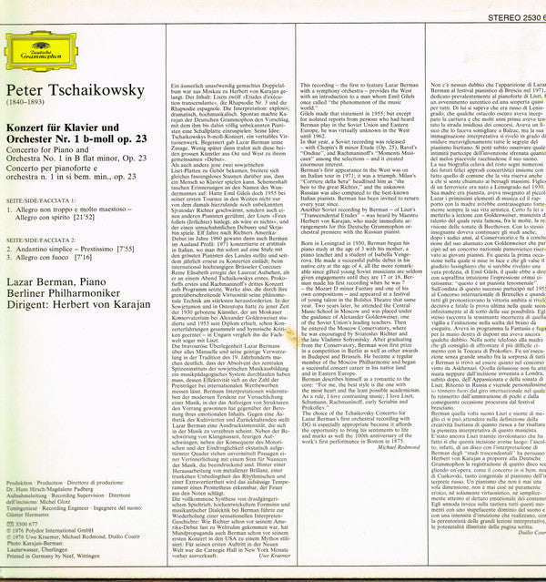 Pyotr Ilyich Tchaikovsky / Herbert von Karajan, Lazar Berman, Berliner Philharmoniker : Concerto No. 1 Pour Piano En Si Bémol Mineur (LP, Album, Gat)