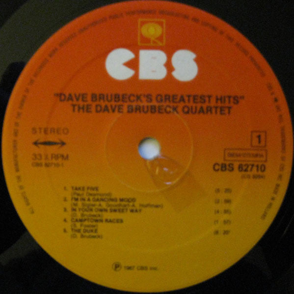 Dave Brubeck : Dave Brubeck's Greatest Hits (LP, Comp, Mono, RE)