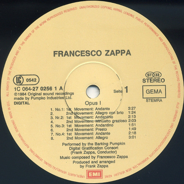 Frank Zappa : Francesco Zappa (LP, Album, DMM)