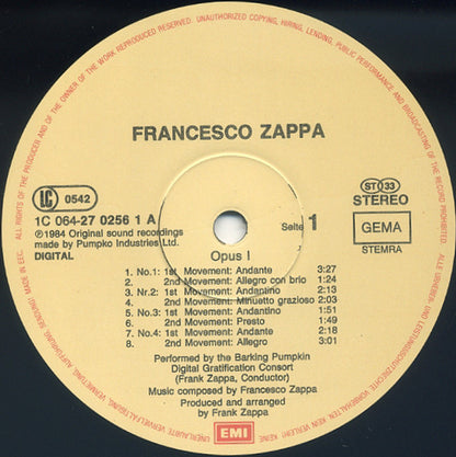 Frank Zappa : Francesco Zappa (LP, Album, DMM)