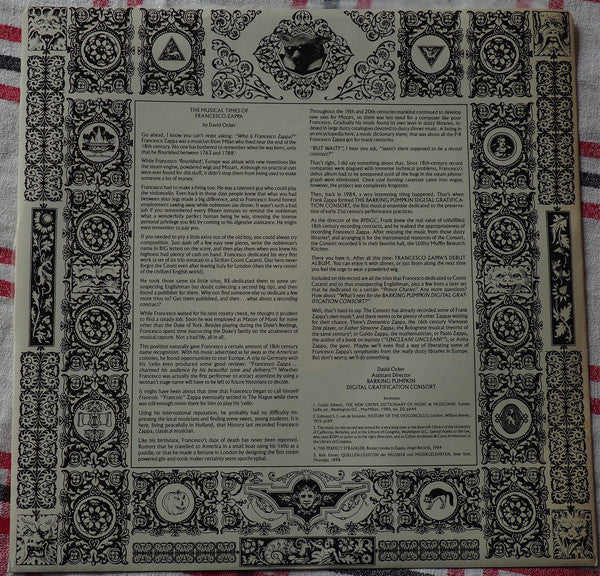 Frank Zappa : Francesco Zappa (LP, Album, DMM)