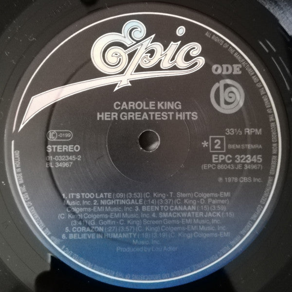 Carole King : Her Greatest Hits (Songs Of Long Ago) (LP, Comp, RE, RP)