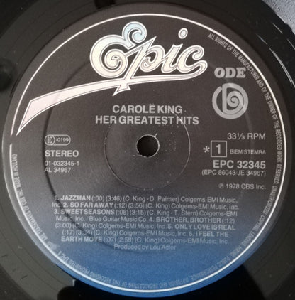 Carole King : Her Greatest Hits (Songs Of Long Ago) (LP, Comp, RE, RP)