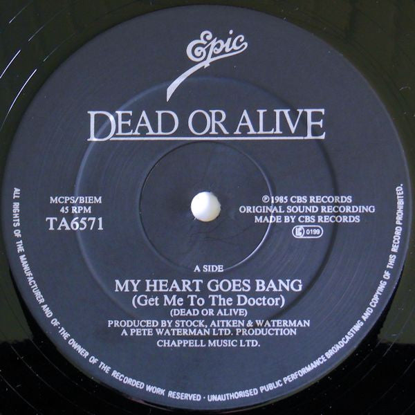 Dead Or Alive : My Heart Goes Bang (Get Me To The Doctor) (12", Single, MP)