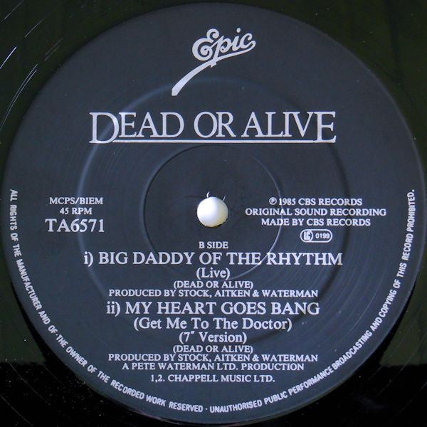 Dead Or Alive : My Heart Goes Bang (Get Me To The Doctor) (12", Single, MP)