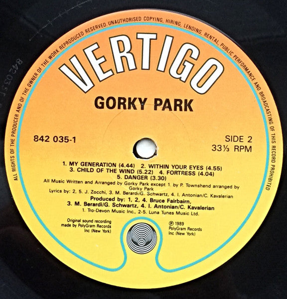 Gorky Park : Gorky Park (Парк Горького) (LP, Album)