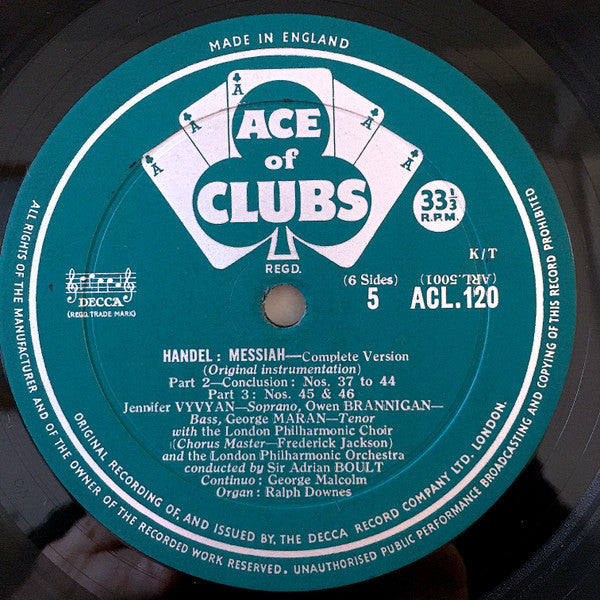 Georg Friedrich Händel - Jennifer Vyvyan, Norma Procter, George Maran, Owen Brannigan, London Philharmonic Choir, London Philharmonic Orchestra, Sir Adrian Boult : Messiah - Record 3 (LP)