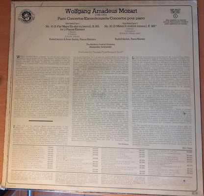 Wolfgang Amadeus Mozart, Rudolf Serkin, Peter Serkin, Marlboro Festival Orchestra, Alexander Schneider : Concerto No. 10 For Two Pianos, K.365, Piano Concerto No. 20, K.466 (LP, Comp)
