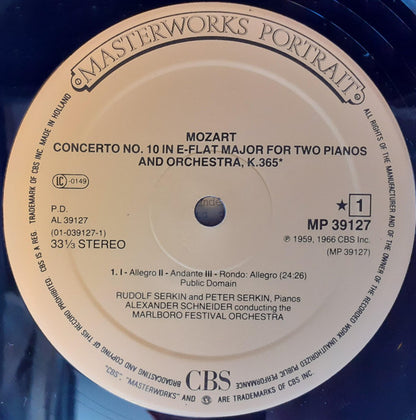 Wolfgang Amadeus Mozart, Rudolf Serkin, Peter Serkin, Marlboro Festival Orchestra, Alexander Schneider : Concerto No. 10 For Two Pianos, K.365, Piano Concerto No. 20, K.466 (LP, Comp)