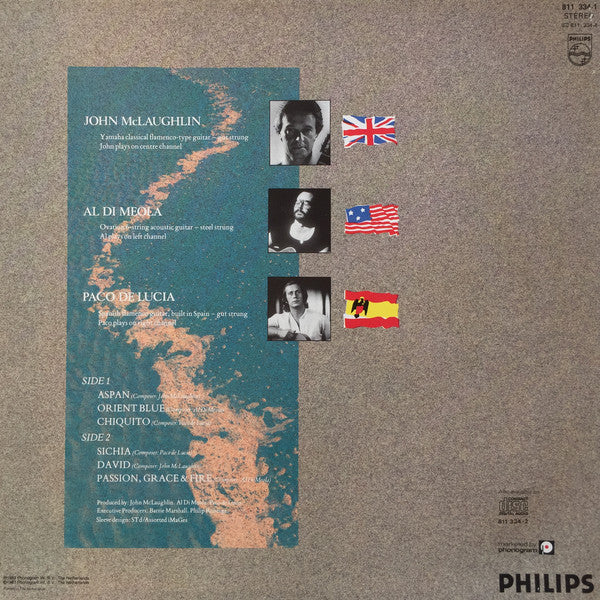 John McLaughlin, Al Di Meola, Paco De Lucía : Passion, Grace & Fire (LP, Album)