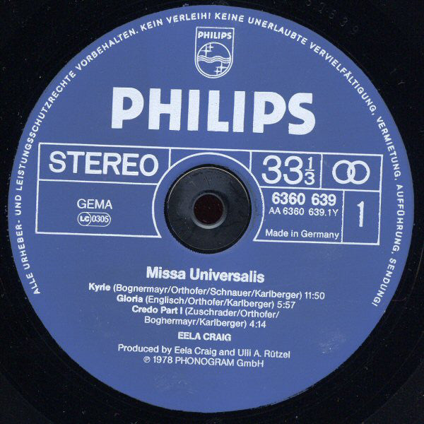 Eela Craig : Missa Universalis (LP, Album)