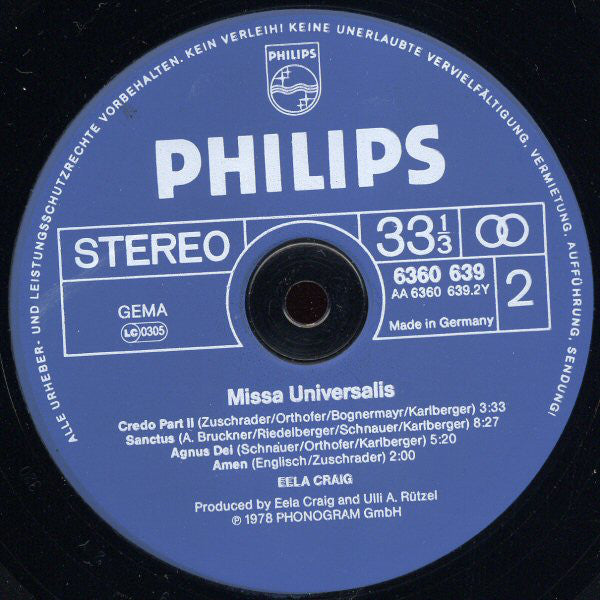 Eela Craig : Missa Universalis (LP, Album)