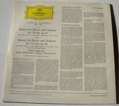 Ludwig Van Beethoven • Wilhelm Kempff • Berliner Philharmoniker • Ferdinand Leitner : Klavierkonzerte Nr. 2 • Nr. 4 (LP, RP)