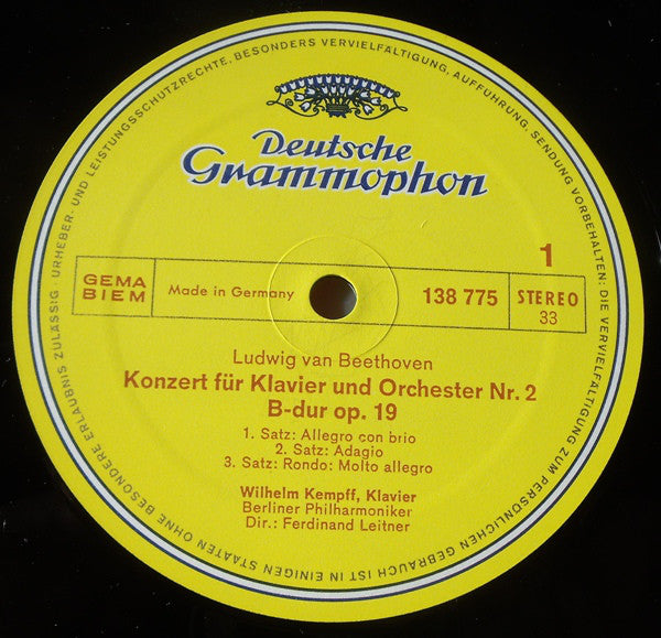 Ludwig Van Beethoven • Wilhelm Kempff • Berliner Philharmoniker • Ferdinand Leitner : Klavierkonzerte Nr. 2 • Nr. 4 (LP, RP)